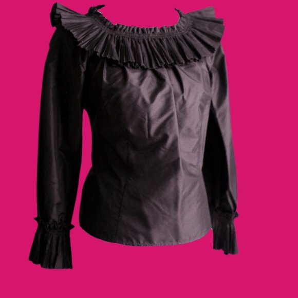 Oscar de la Renta Black Silk Blouse - Picture 3 of 3